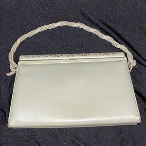 1960s Vintage Leather Convertible Frame Purse | Hand Painted Floral | crossbody